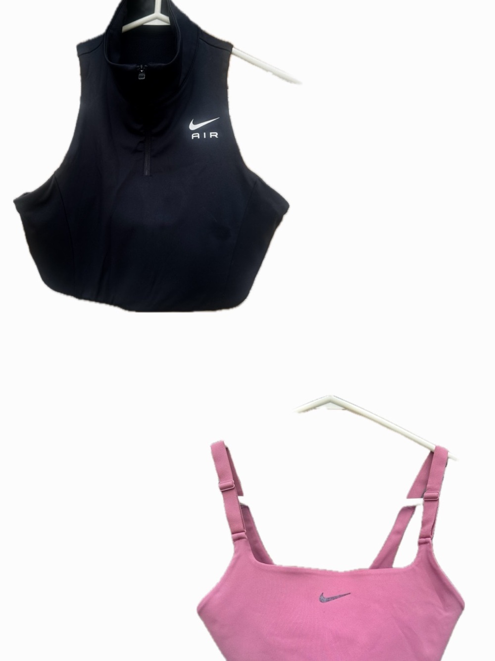 Nike Black Zip-Front Crop Top with Pink Sports Bra